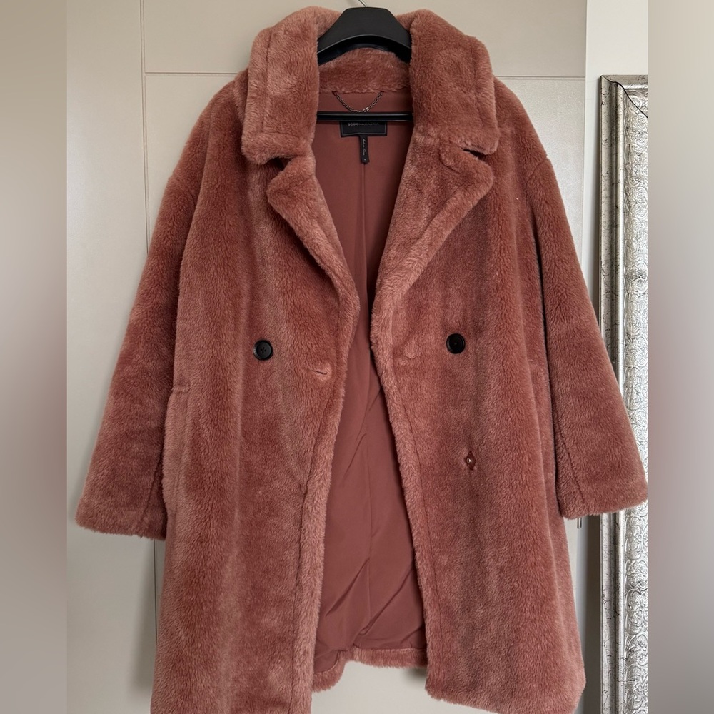 BCBGMaxAzria 'Ariel' Faux Fur Rose Coat